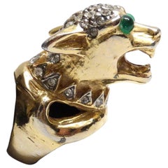Vintage Medieval Panther Cocktail Ring 