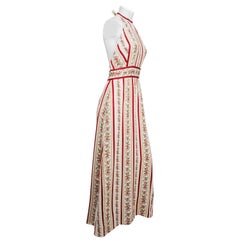 Vintage Boho Backless Maxi Halter Dress, 1970s
