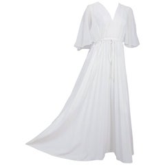 White Chiffon Evening Dress, 1970s 