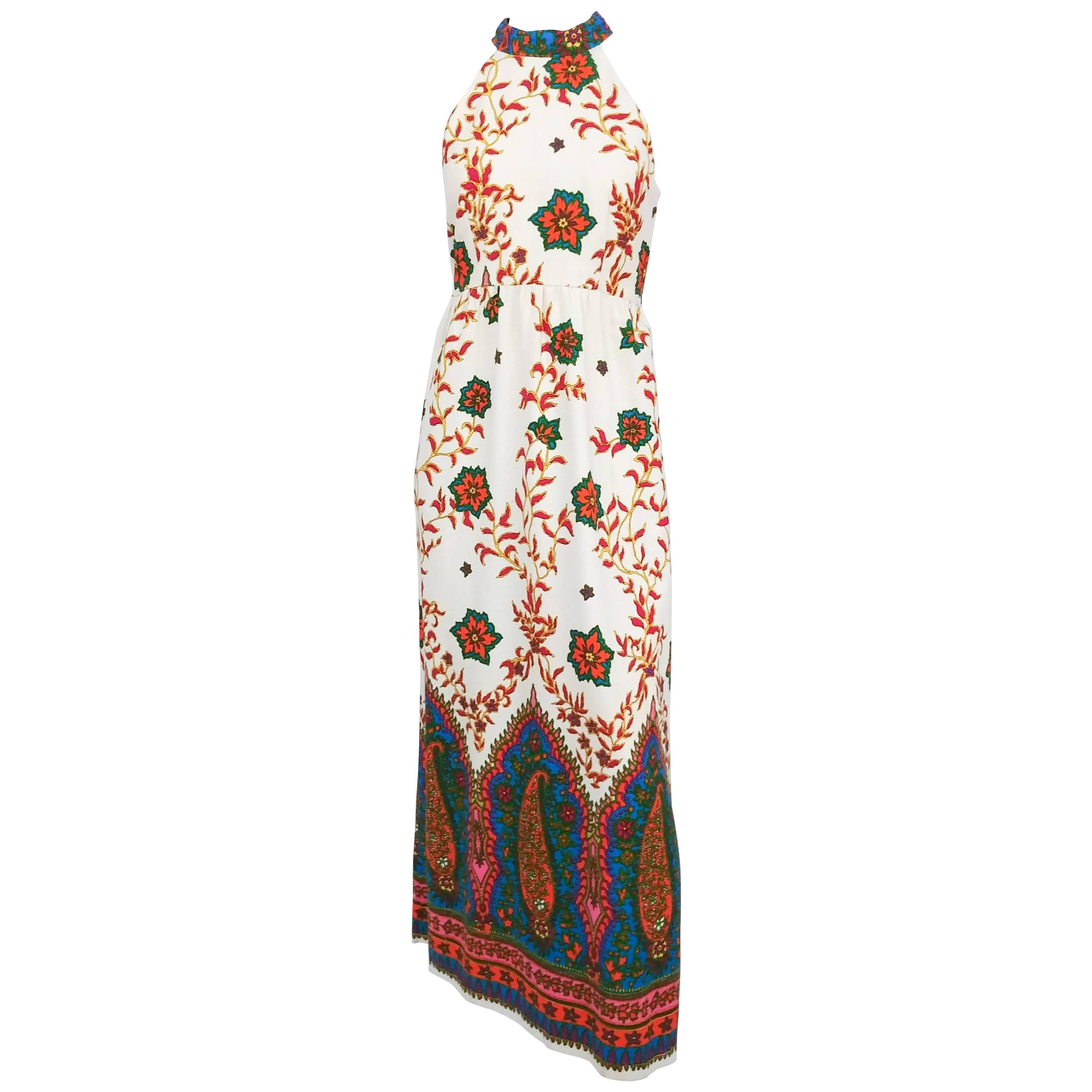 Indian Print Maxi Dress, 1960s 