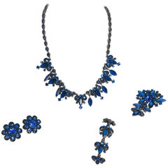 Weiss Blue Rhinestone Set, 1960s 