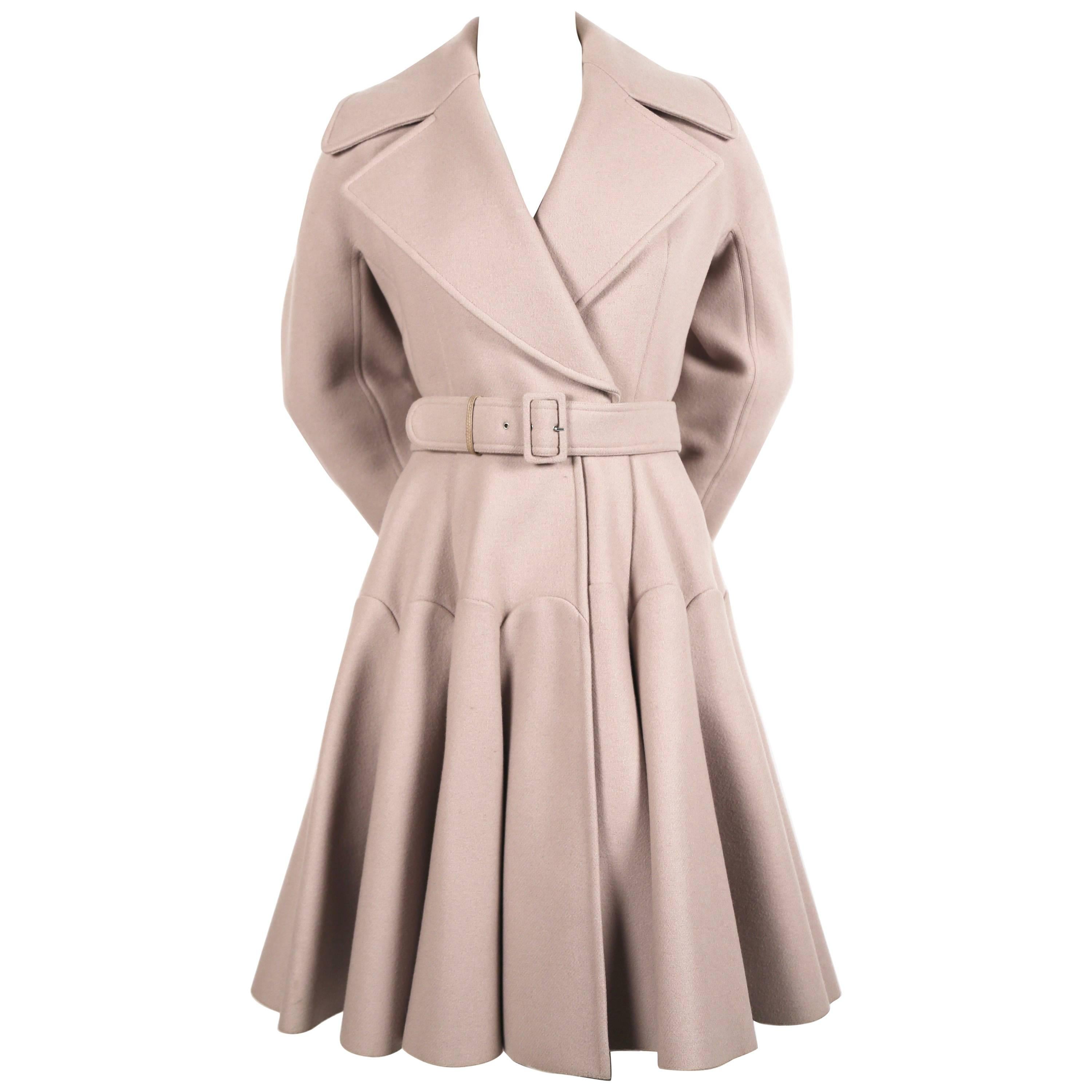 AZZEDINE ALAIA oyster wool coat with flared skirt