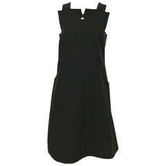 Courrege Black Cotton Sleeveless Dress 
