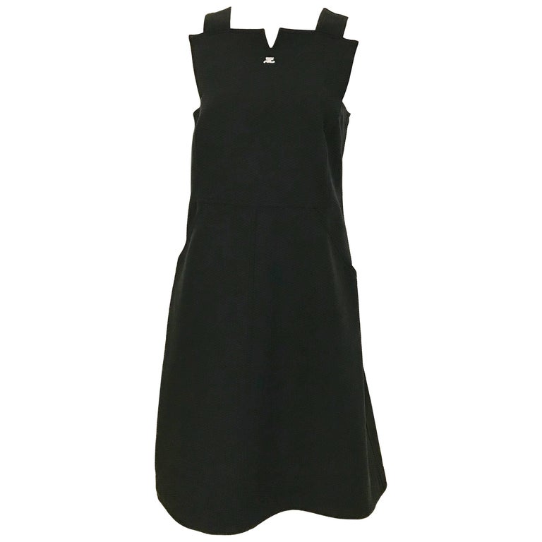 Courrege Black Cotton Sleeveless Dress For Sale at 1stDibs | cotton ...