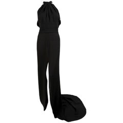 YVES SAINT LAURENT edition soir black silk evening gown with draped back