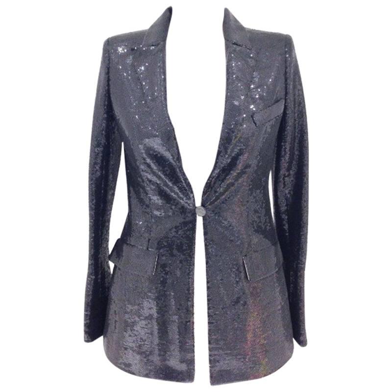 CHANEL Jacket in Black Sequin Size 40FR