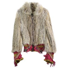 John Galliano Knitted  Coyote Fur Mohair and Silk Jacket. Size S