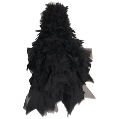 2000s Gianfranco Ferrè Haute Couture Black Top Organza and Silk Made in Italy