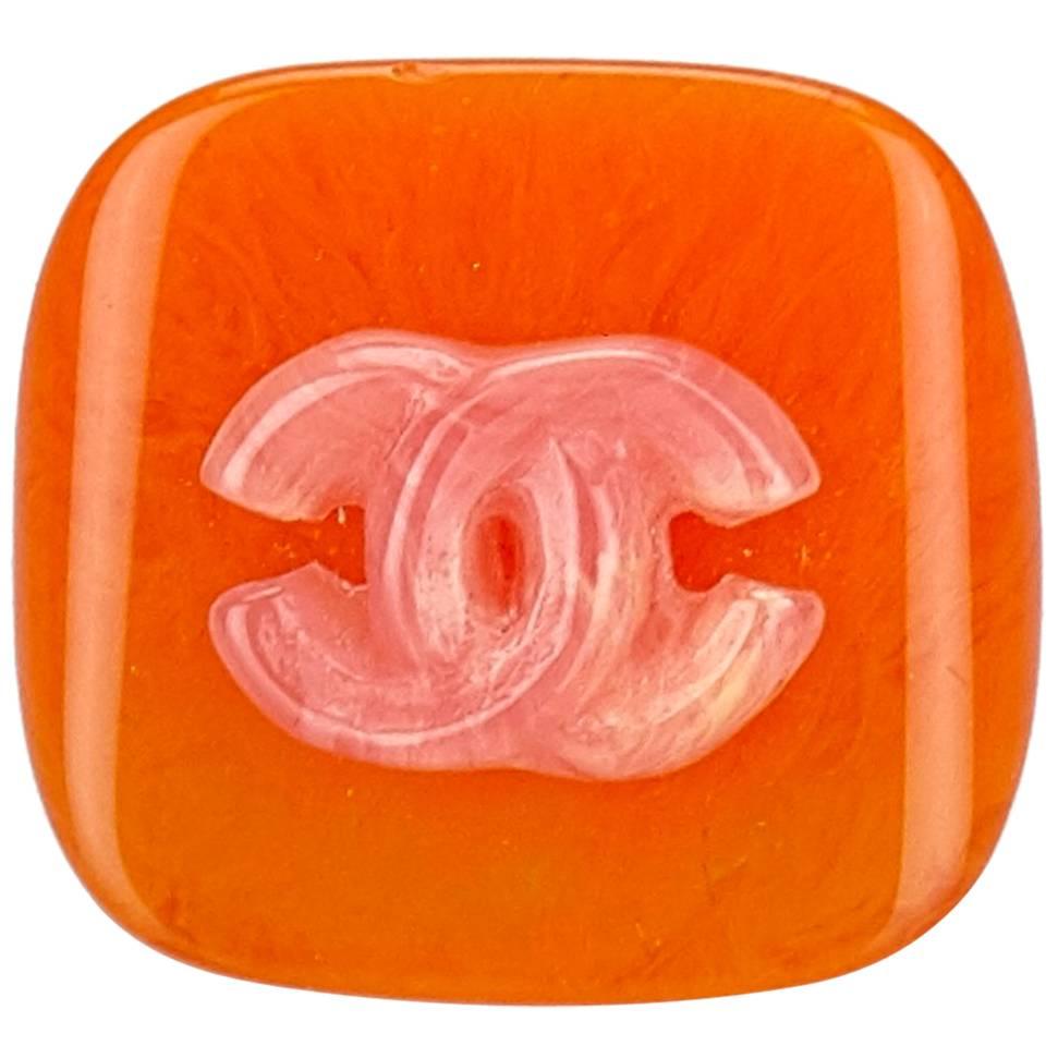 Chanel Orange with Pink "CC" Resin Ring