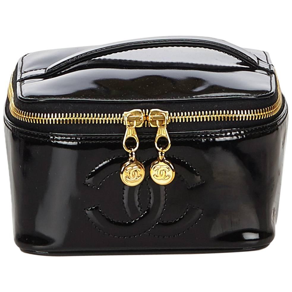 Chanel Black Patent Leather Vanity Bag