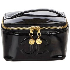 Retro Chanel Black Patent Leather Vanity Bag