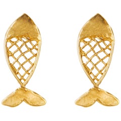 Giulia Barela Gold Plated Bronze Fish Earring