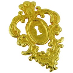 Rochas Vintage Oversized Baroque Lock Brooch