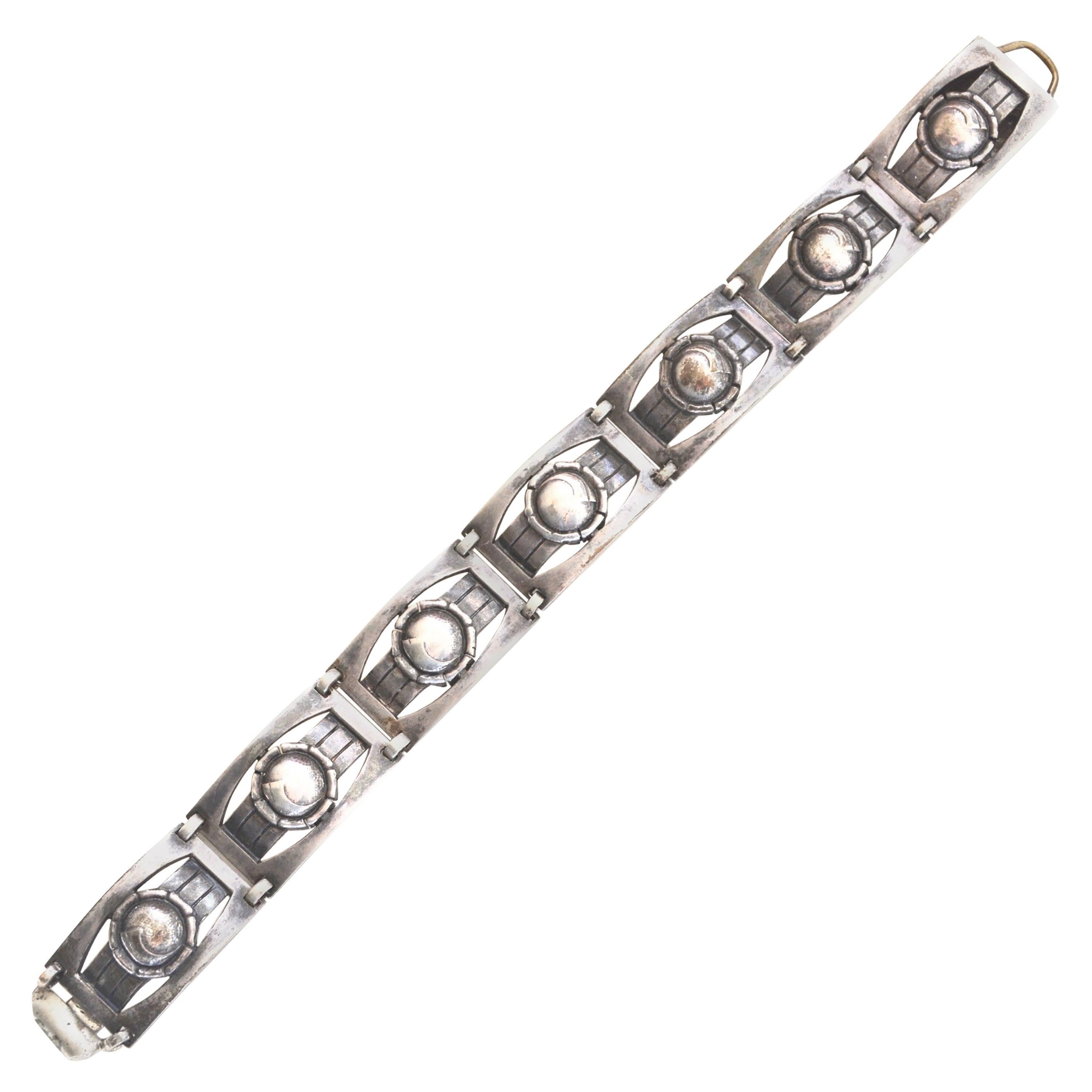 Sterling Link Bracelet, 1930s For Sale