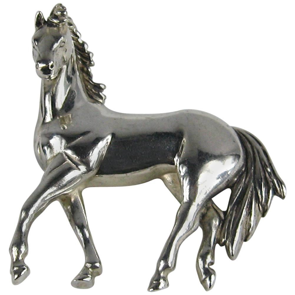 1991 Carol Felley Sterling Silver Horse Brooch Pin 