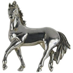 Vintage 1991 Carol Felley Sterling Silver Horse Brooch Pin 