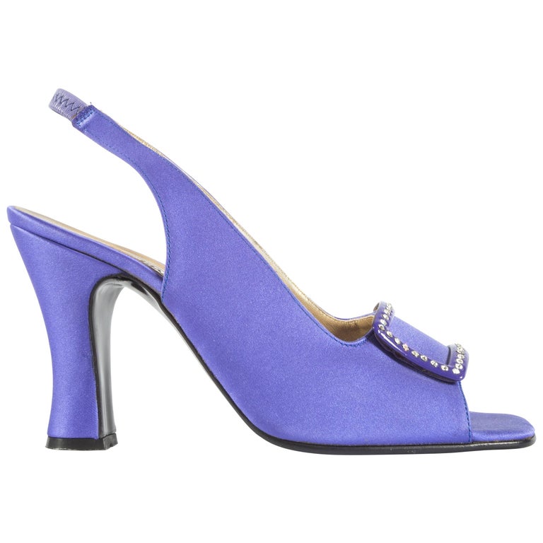 Gianni Versace violet satin heels with diamante buckle, aw 1996 at 1stDibs
