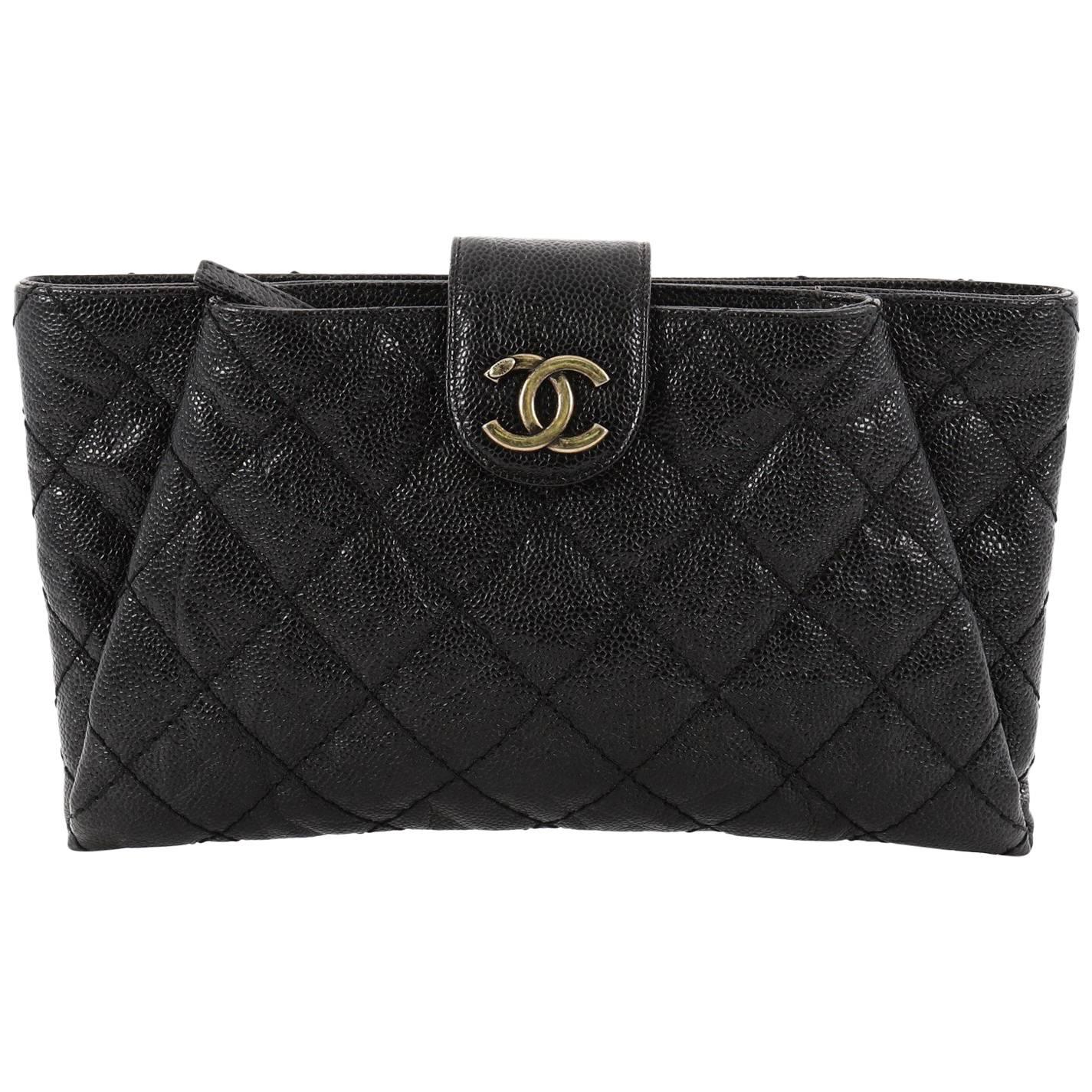 Chanel Coco Pleats Clutch Quilted Glazed Caviar 