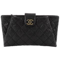 Chanel Coco Pleats Clutch Quilted Glazed Caviar