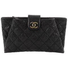 Chanel Coco Pleats Clutch Quilted Glazed Caviar 