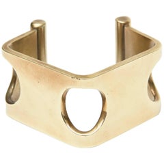 Studio Hand Made Vintage Brass Sculptural Cut Out Cuff Bracelet