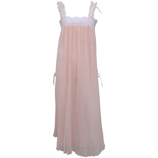 Valentino Peach Micro Pleat Silk Negligee Gown, 1980s at 1stDibs ...