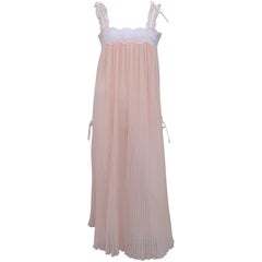 Valentino Peach Micro Pleat Silk Negligee Gown, 1980s 