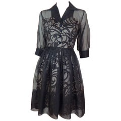 Black Sheer Organza Dress, 1950s