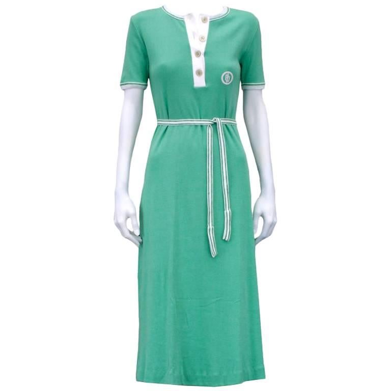 Emilio Pucci Cotton Jersey Mint Green Logo Dress For Sale