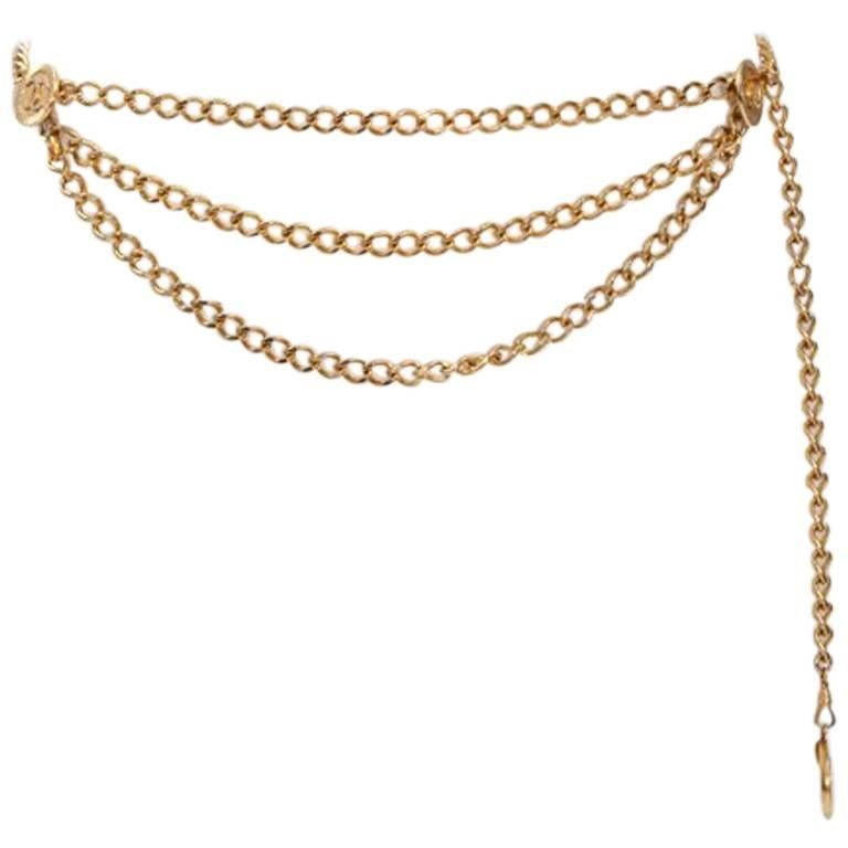 1984 Chanel Goldtone Triple Chain Belt 