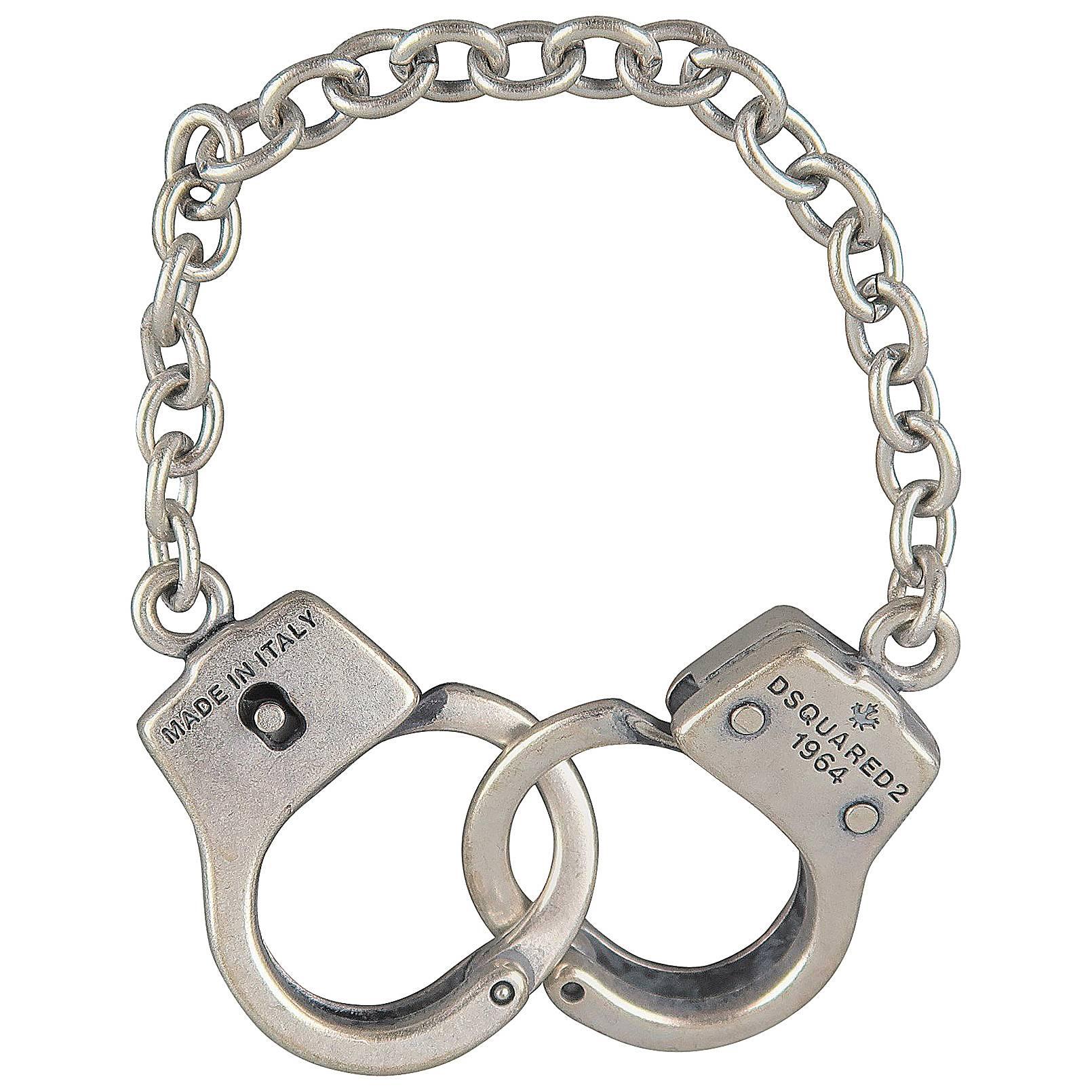 DSQUARED2 Silver Tone Handcuffs Chain Bracelet