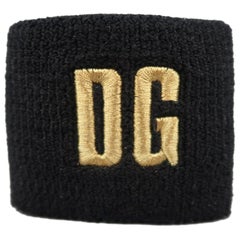 DOLCE & GABBANA Black & Gold DG EMbroidered Knit Sweatband Cuff