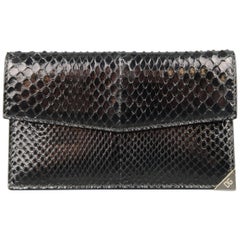 DOLCE & GABBANA Black Snake Skin Leather Card Holder Wallet