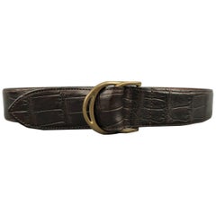 Men's RALPH LAUREN Brown Alligator Leather Double D Ring Belt