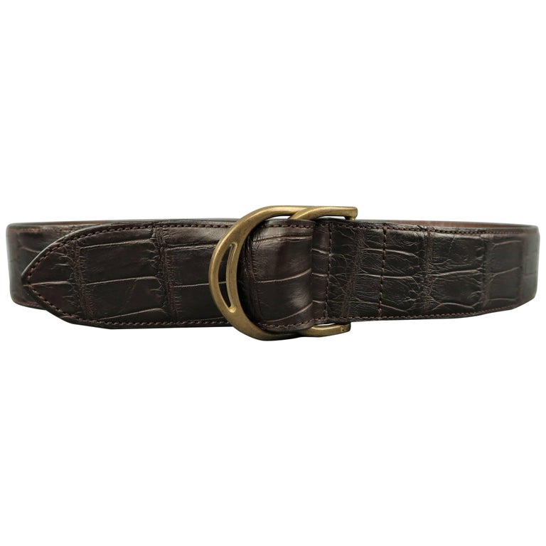 Men S Ralph Lauren Brown Alligator Leather Double D Ring Belt At 1stdibs Double D Ring Belt Men S Mens Double D Ring Leather Belt Ralph Lauren D Ring Belt