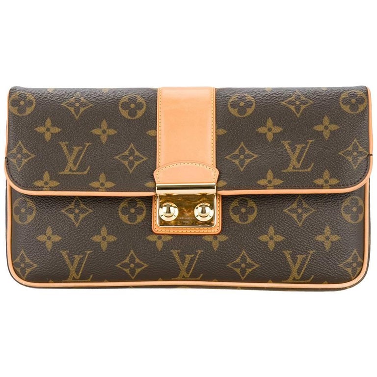 Louis Vuitton Monogram Canvas Gold Evening Clutch Foldover Flap Bag in