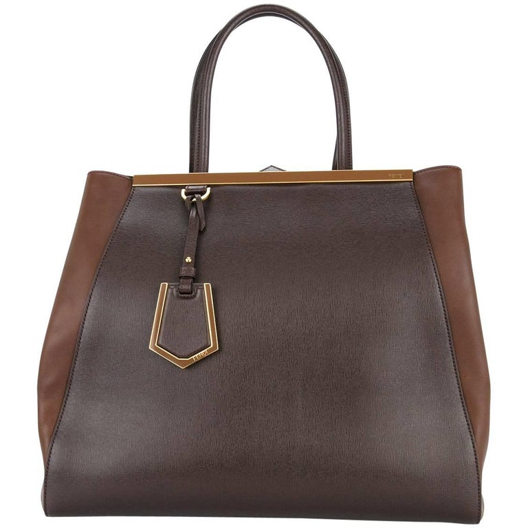Fendi Chocolate Leather Large Carryall Travel Weekender Top Handle Tote