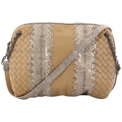 Bottega Veneta Chain Crossbody Bag Intrecciato Nappa and Snakeskin Small