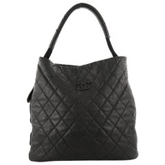 Chanel Expandable Zipper Hobo Quilted Caviar Medium
