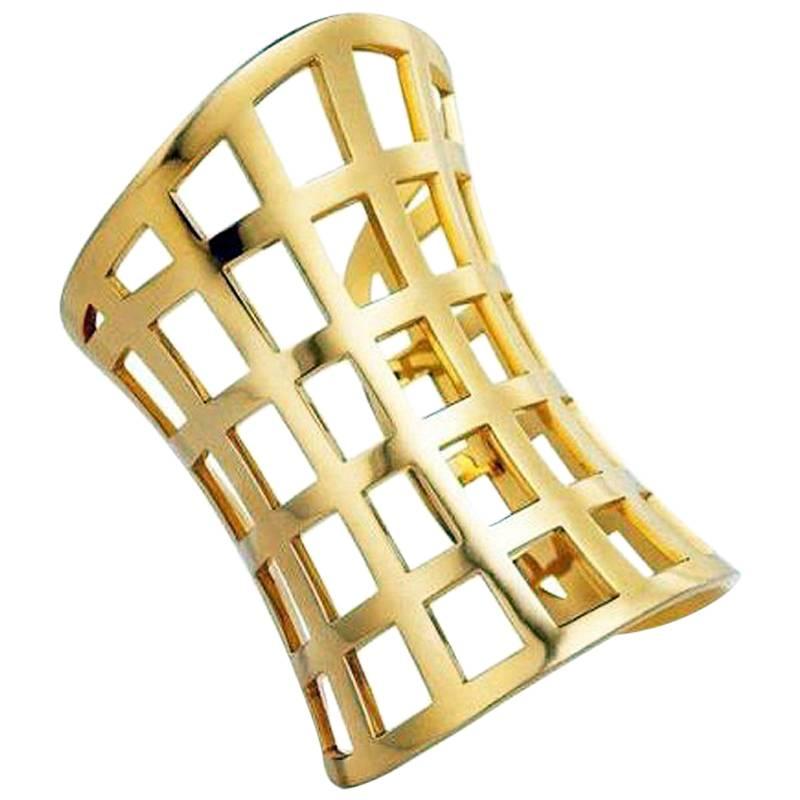 Tom Ford Hi Fashion Gold Metal Cage Cuff Bracelet