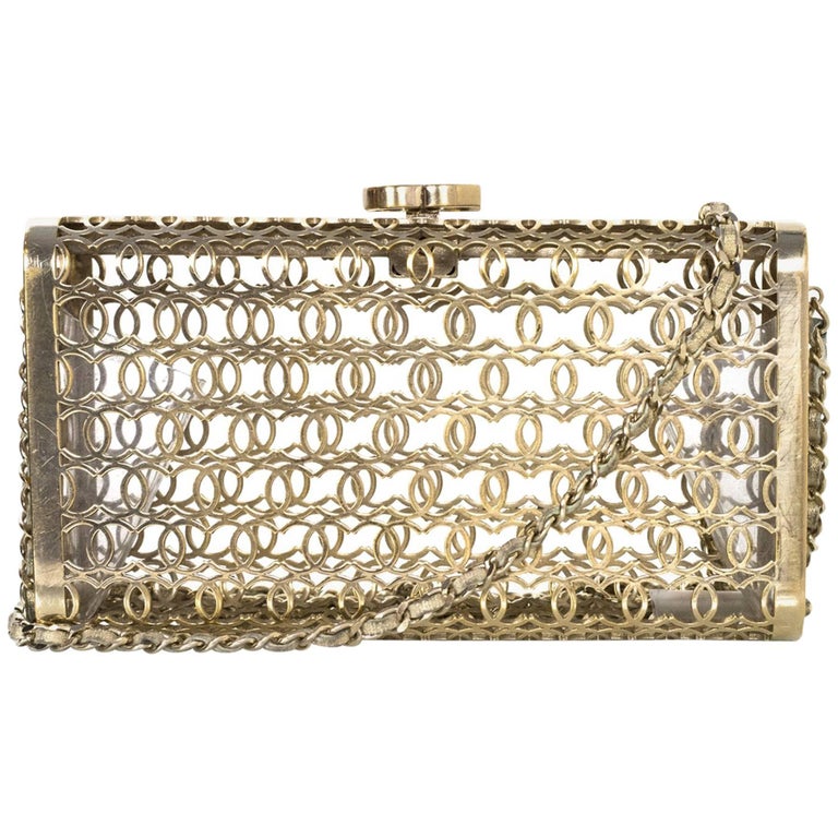 Chanel Paris/Dubai Goldtone CC Moucharabieh Minaudiere Evening Clutch