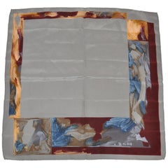 Mouchoir à main en soie gris foncé avec bordure multicolore « brush Strokes Border »