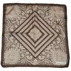 Daniel La Foret Detailed Coco Brown & Ivory Palsey Silk Handkerchief