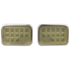 Emporio Armani Men's Silver Tone Stainless Steel Enamel Stud Logo Cuff Links