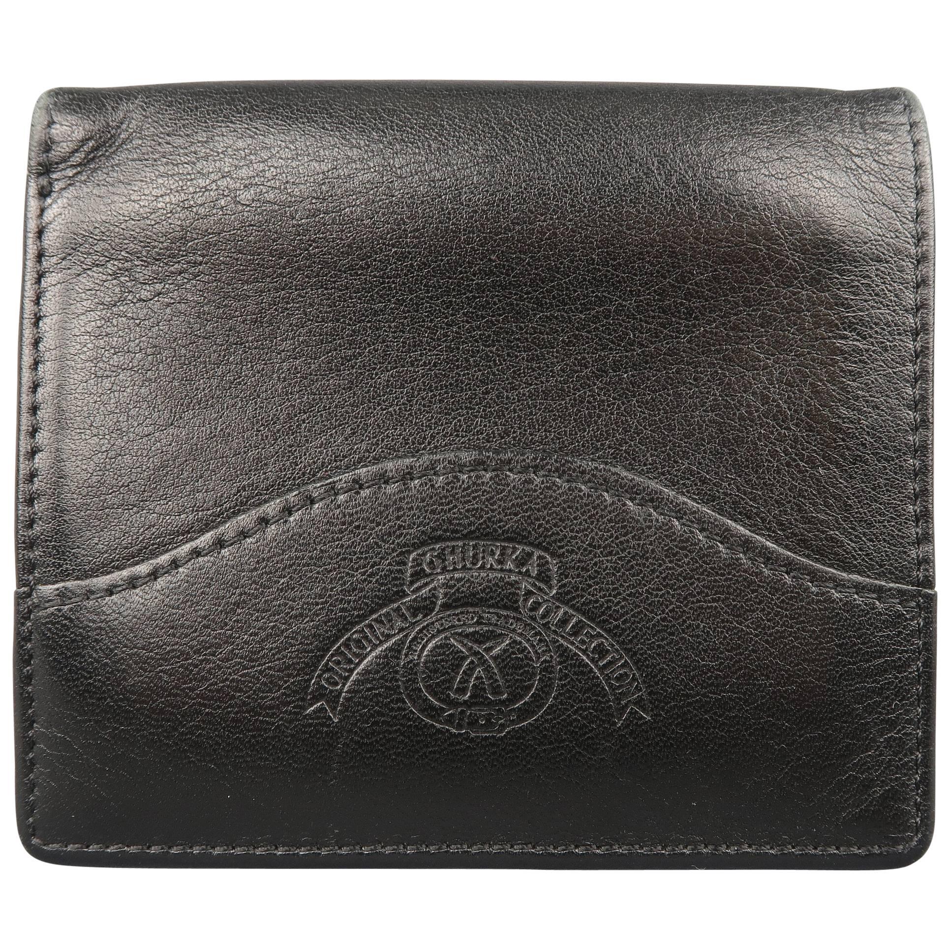 Ghurka Men's Black Logo Embossed Leather Bifold Wallet