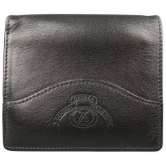 Used Ghurka Men's Black Logo Embossed Leather Bifold Wallet