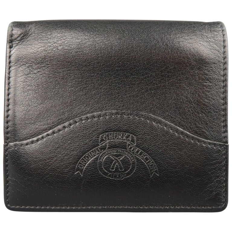 Ghurka Men's Black Logo Embossed Leather Bifold Wallet at 1stDibs
