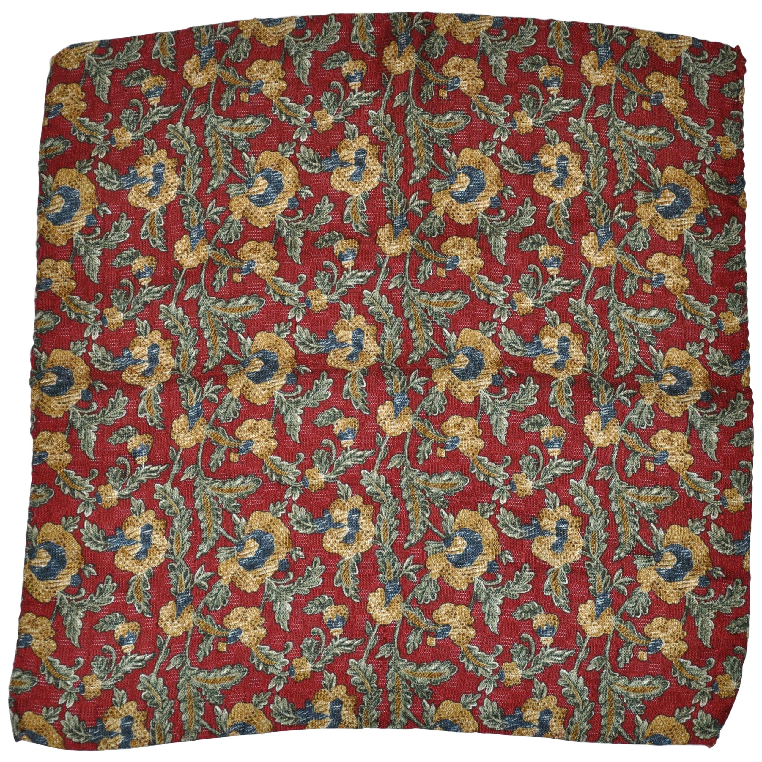 Rich Burgundy & Masculine Floral Silk Handkerchief For Sale