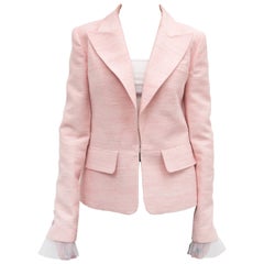 Chanel 17C Cuba Runway Pink Jacket with White Tulle Cuffs