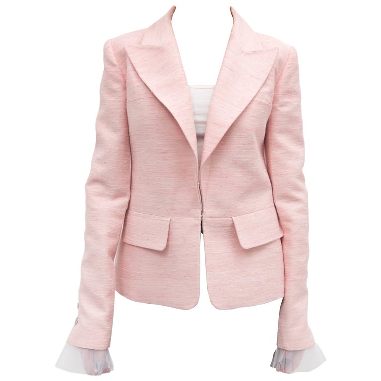 Chanel 17C Cuba Runway Pink Jacket with White Tulle Cuffs at 1stDibs ...